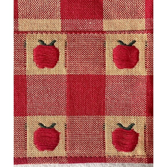 Park Imports & Designs Red Tan Apple and Checked Kitchen Tea Towel 30"x18" - Picture 2 of 7